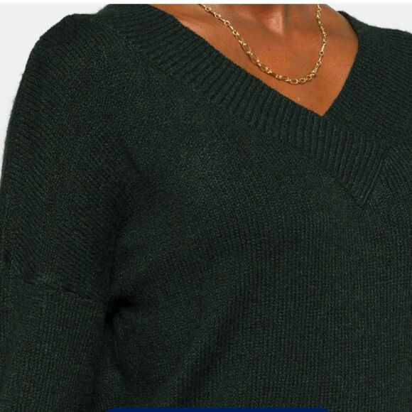 PINK CLOVERJazzie V‎ Neck Sweater Dark Green Small Stitch Fix Nwt - Picture 5 of 7